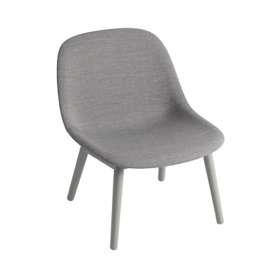 Chaise lounge Fiber tissu gris Remix 133 & piètement bois - Muuto