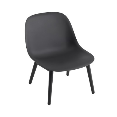 Chaise lounge Fiber composite bois et plastique noir & piètement bois - Muuto