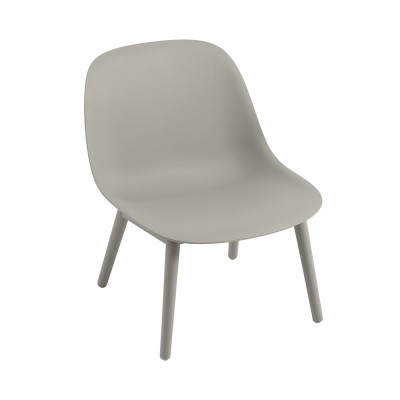 Chaise lounge Fiber composite bois et plastique gris & piètement bois - Muuto