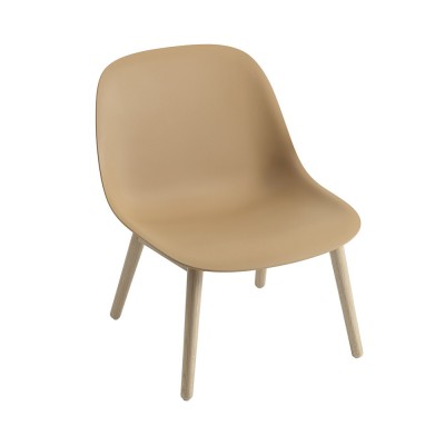 Chaise lounge Fiber composite bois et plastique ocre & piètement bois - Muuto