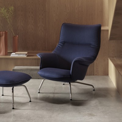 Fauteuil lounge Doze tissu Balder 792 bleu marine - Muuto