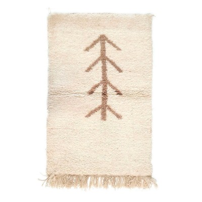 Tapis Beni Ouarain Rachma marron fond beige S - Chabi Chic