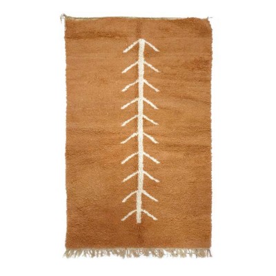 Tapis Beni Ouarain Rachma beige fond marron clair S - Chabi Chic