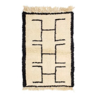 Tapis grands motifs berbère lignes noires S - Chabi Chic