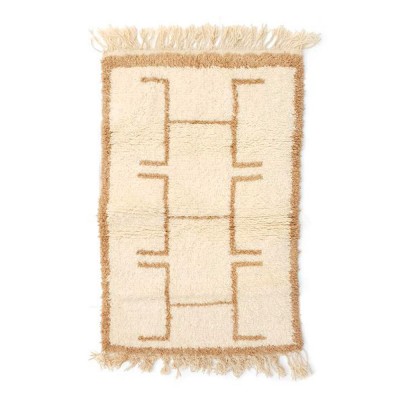Tapis grands motifs berbère lignes beiges S - Chabi Chic