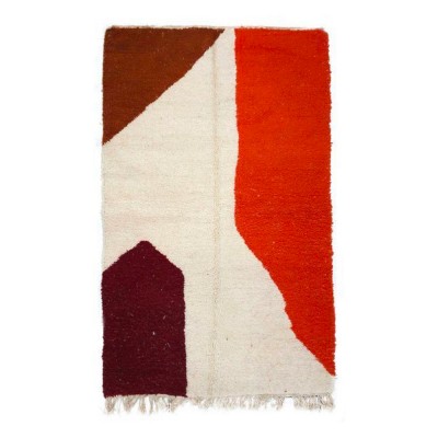 Tapis Beni Ourain formes variées marron et rouge brique - Chabi Chic
