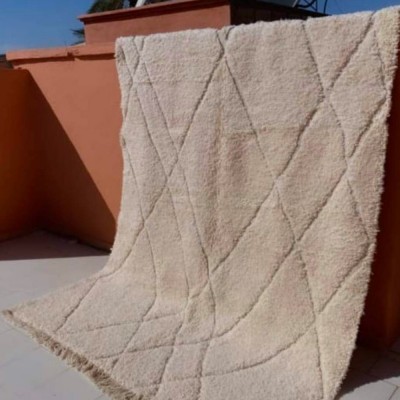 Tapis Beni Ourain motifs losanges incrustés beige - Chabi Chic