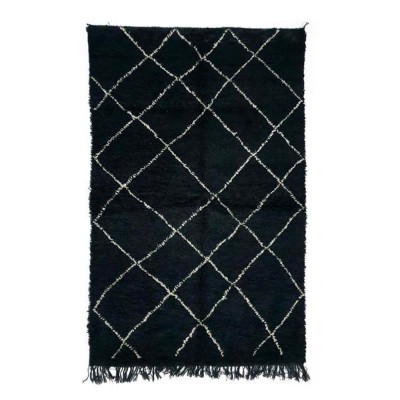 Tapis Beni Ouarain losange beige fond noir M - Chabi Chic