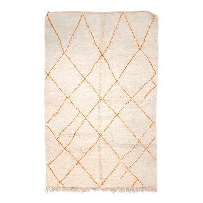 Tapis Beni Ouarain losange orange fond beige L - Chabi Chic