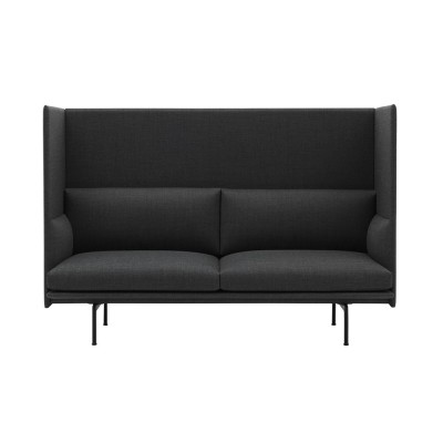Canapé 2 places Outline Highback tissu Remix 163 gris charbon - Muuto