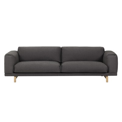 Canapé 3 places Rest tissu Vancouver 13 gris anthracite - Muuto