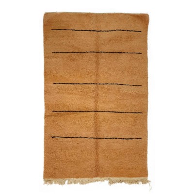 Tapis Beni Ourain motifs lignes noir marron clair M - Chabi Chic