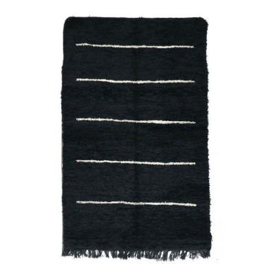 Tapis Beni Ourain motifs lignes blanc noir M - Chabi Chic