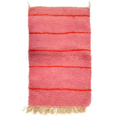 Tapis Beni Ourain motifs lignes orange rose S - Chabi Chic