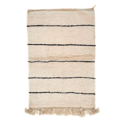 Tapis Beni Ourain motifs lignes noir beige S - Chabi Chic