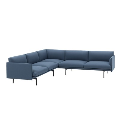 Canapé d'angle Outline tissu Vidar 773 bleu pétrole - Muuto