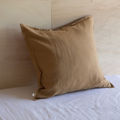 Taie d'oreiller en lin lavé tabac - Gabrielle Paris