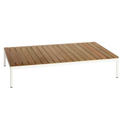Table basse rectangulaire Riad en teck blanc - Oasiq