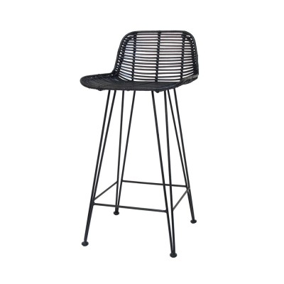 Tabouret de bar en rotin noir - HKliving