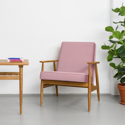 Chaise lounge Fox Velours rose poudré - 366 Concept