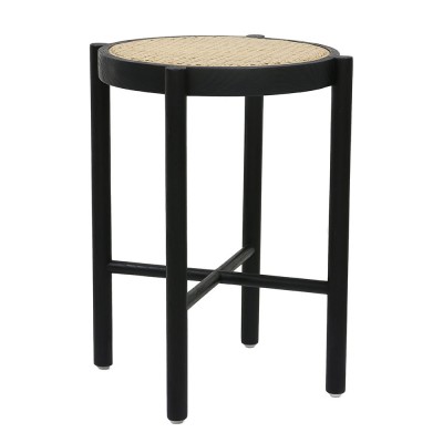Tabouret Rétro en cannage & bois noir - HKliving