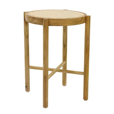 Tabouret Rétro en cannage & bois naturel - HKliving